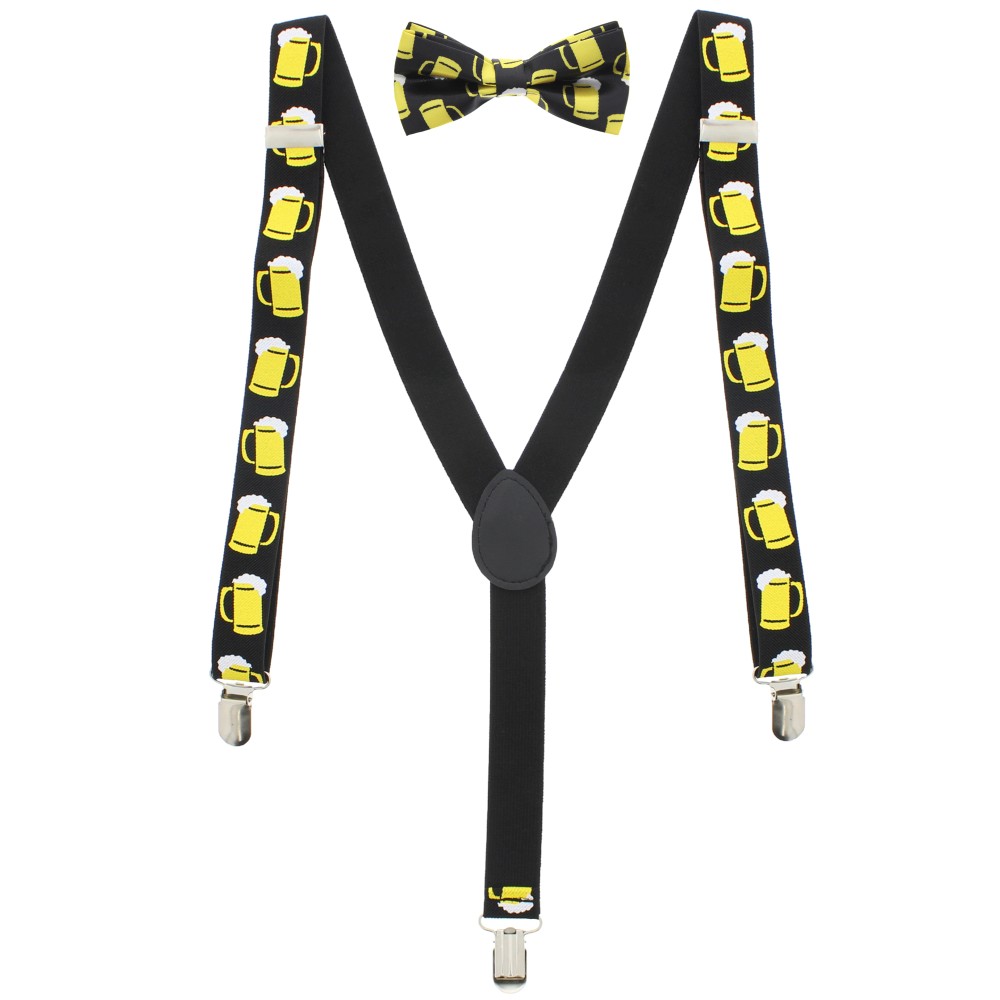 Zac's Alter Ego - Beer Print Braces & Bow Tie Set Bretelles - Multicolore